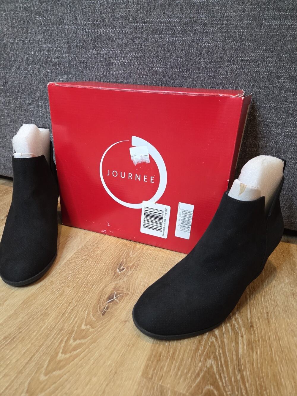 Journee Collection Mylee Womens 9 W Wide Black Faux Suede Wedge Ankle Boots Box